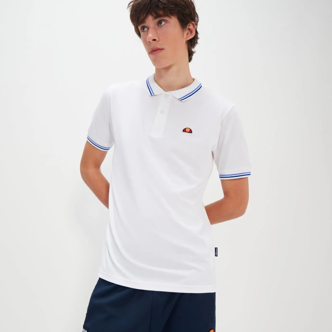 Ellesse Poloshirt Rooks für Herren Weiß/Hellblau/Dunkelblau>Herren T-shirts