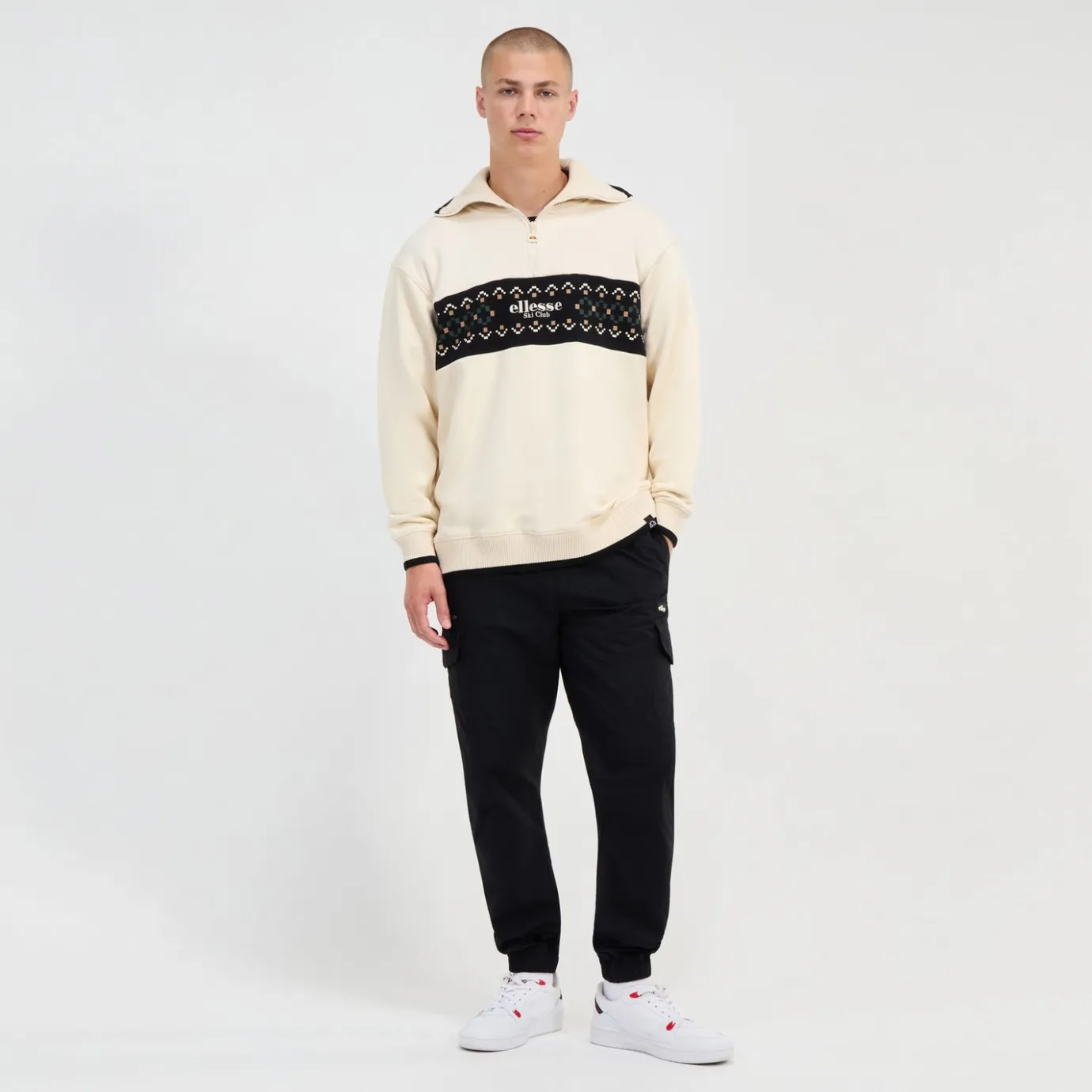 Ellesse Sweatshirt Sheridan für Herren mit 1/4-Reißverschluss Weiß>Herren Hoodies & Sweatshirts