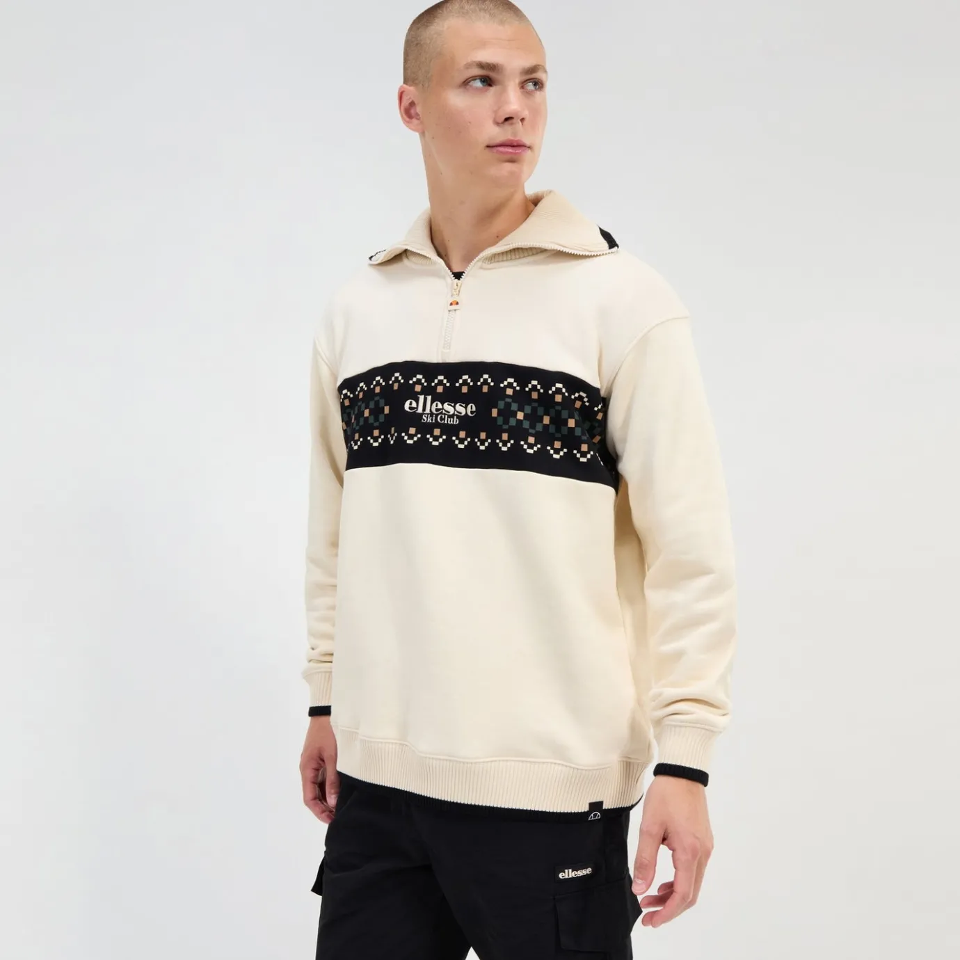 Ellesse Sweatshirt Sheridan für Herren mit 1/4-Reißverschluss Weiß>Herren Hoodies & Sweatshirts